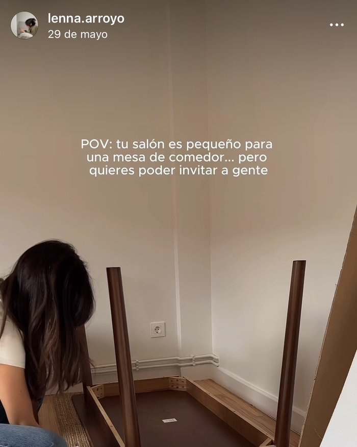Post "POV: tu salón es pequeño para una mesa de comedor" en Instagram — 846 likes, 13 comentarios, 746 guardados, contenido orgánico sin marca